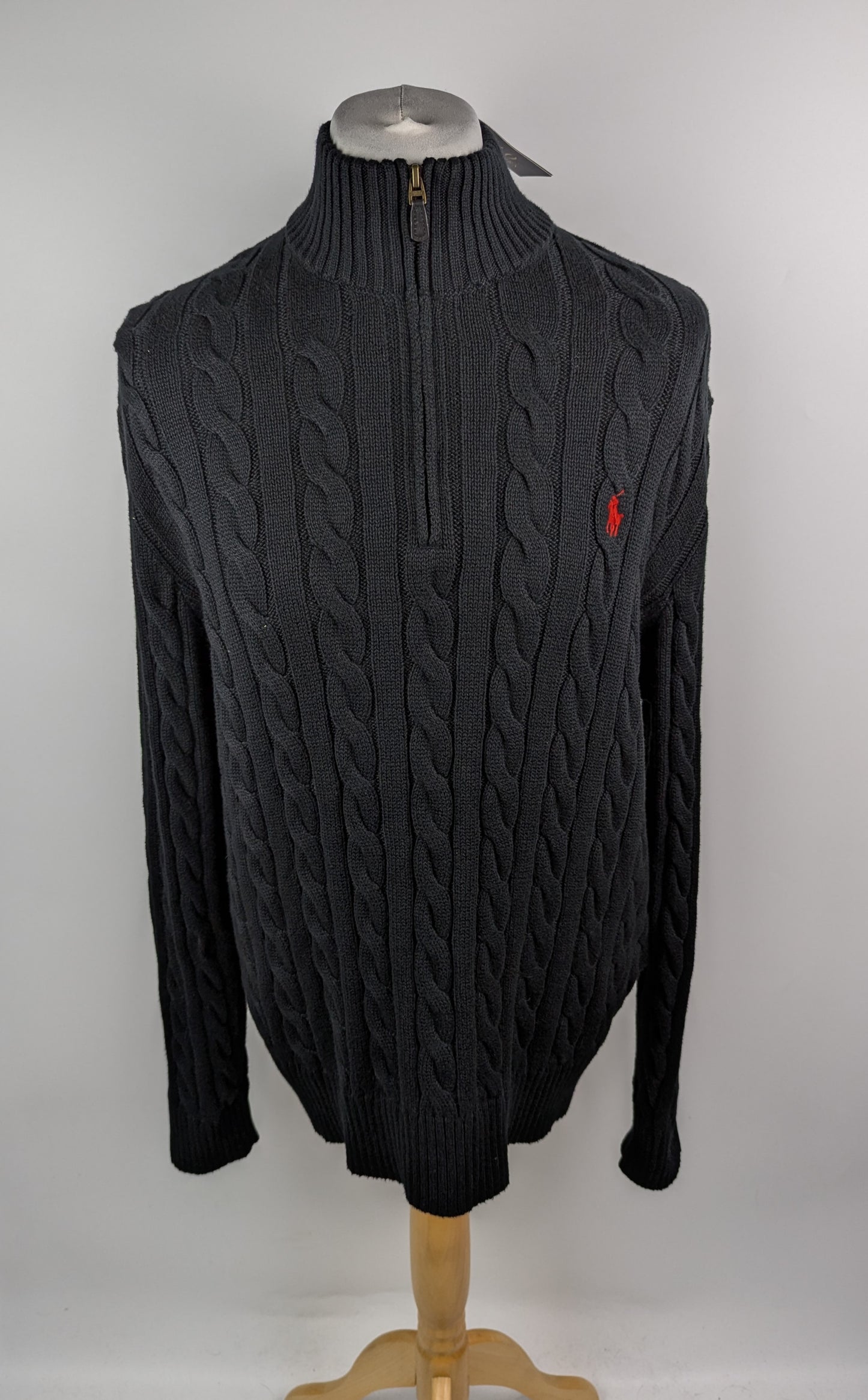 Polo Ralph Lauren Cable Quarter Zip Knit Jumper - Black