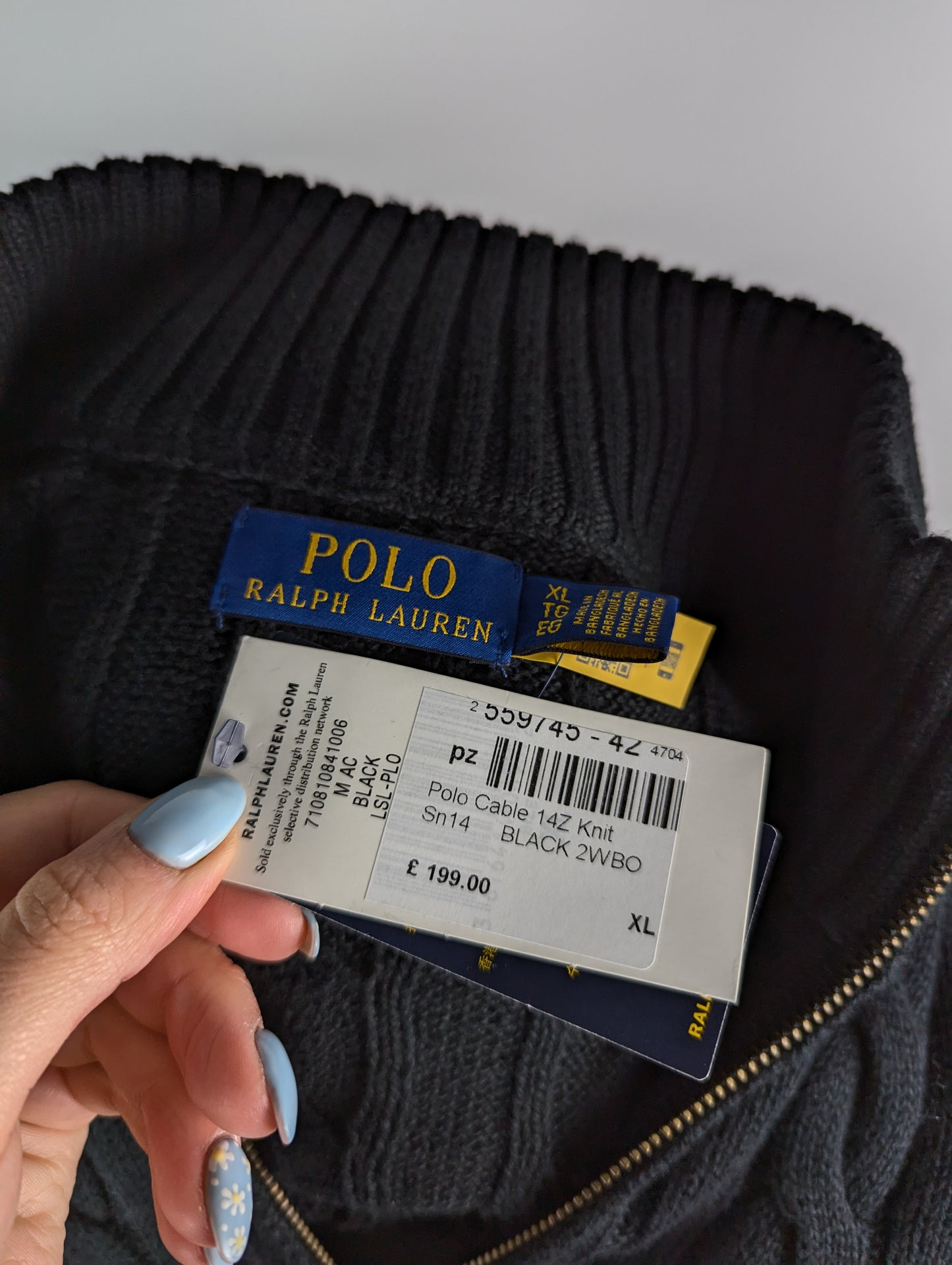 Polo Ralph Lauren Cable Quarter Zip Knit Jumper - Black