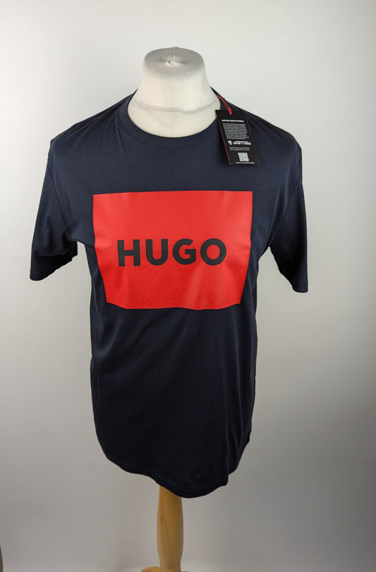 Hugo Mens Dulive Box Logo T Shirt - Dark Blue