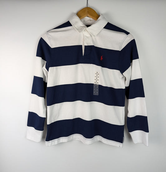 Polo Ralph Lauren Striped Rugby Polo Shirt Juniors - White / Navy