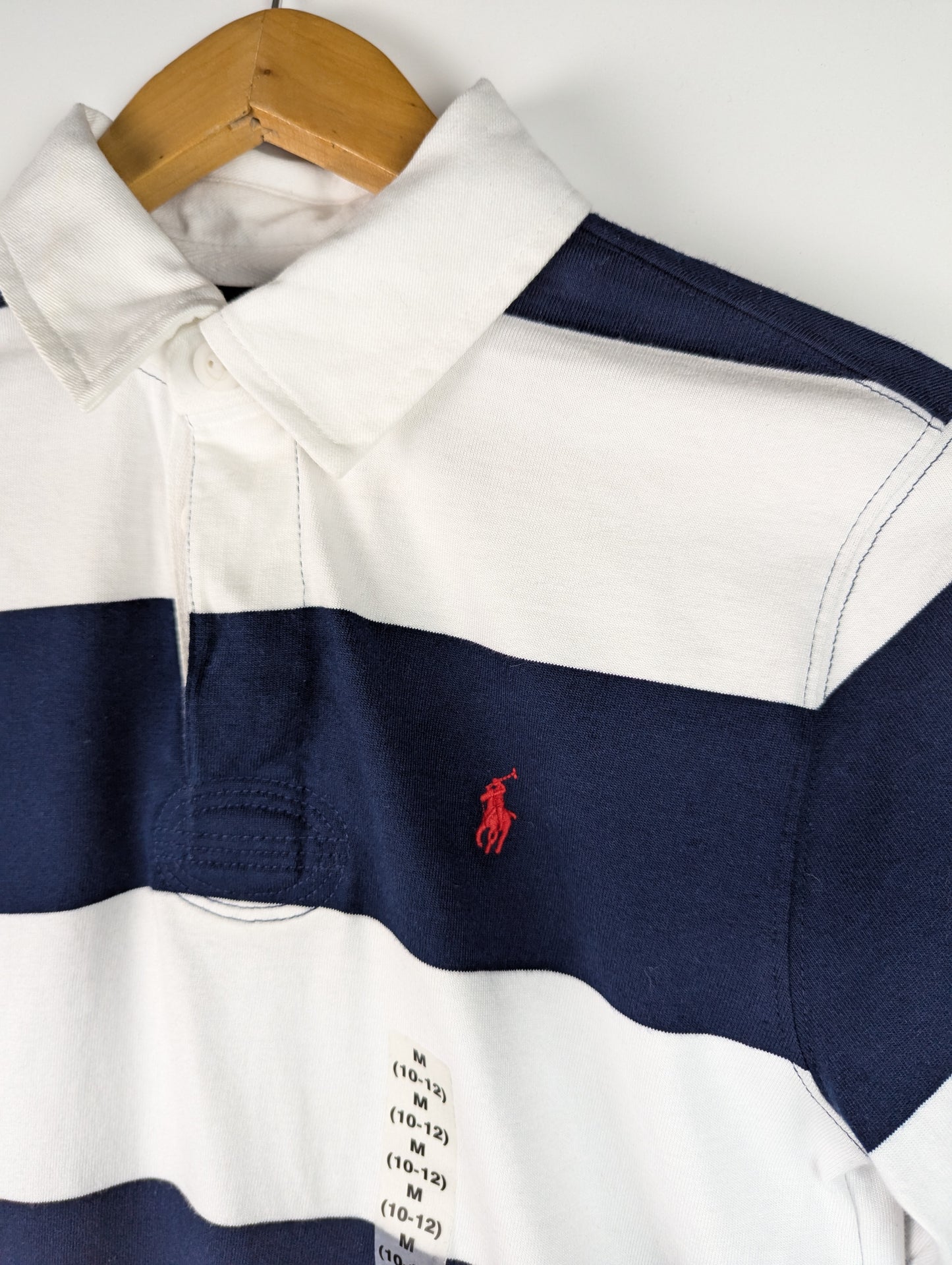 Polo Ralph Lauren Striped Rugby Polo Shirt Juniors - White / Navy