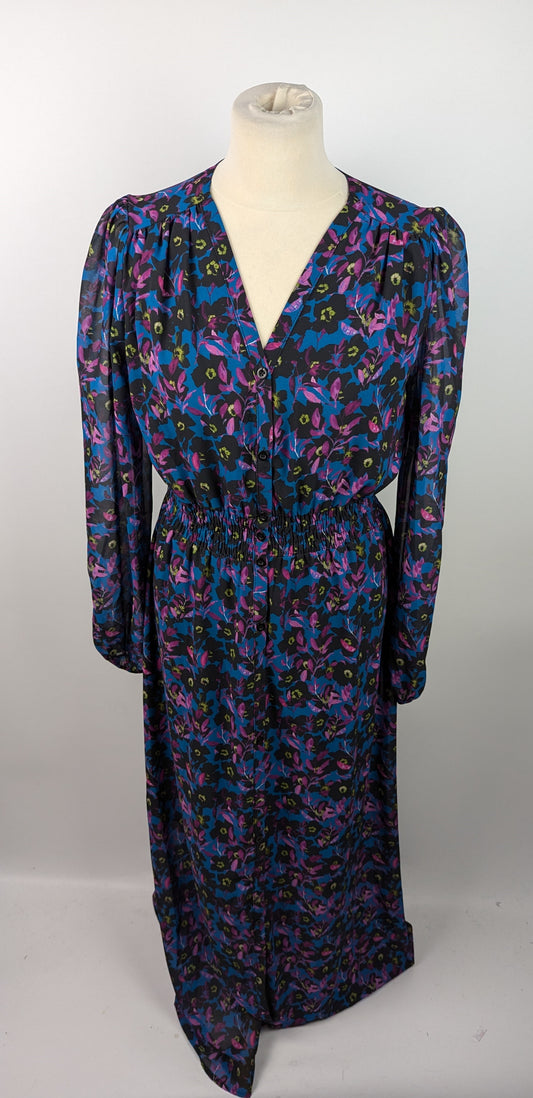 Gina Bacconi Judy Button Dwon Long Sleeve Dress - Black / Multi