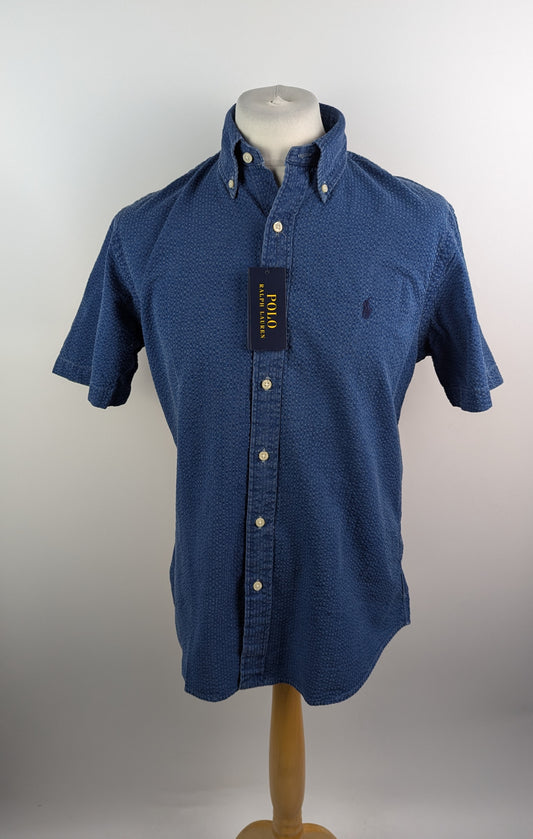 Polo Ralph Lauren Mens Seersucker Shirt - Navy Blue