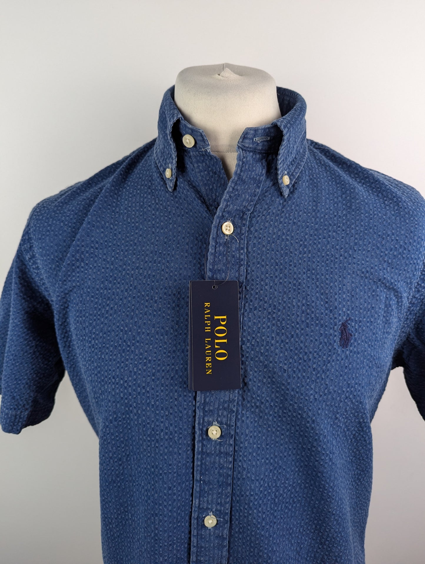 Polo Ralph Lauren Mens Seersucker Shirt - Navy Blue