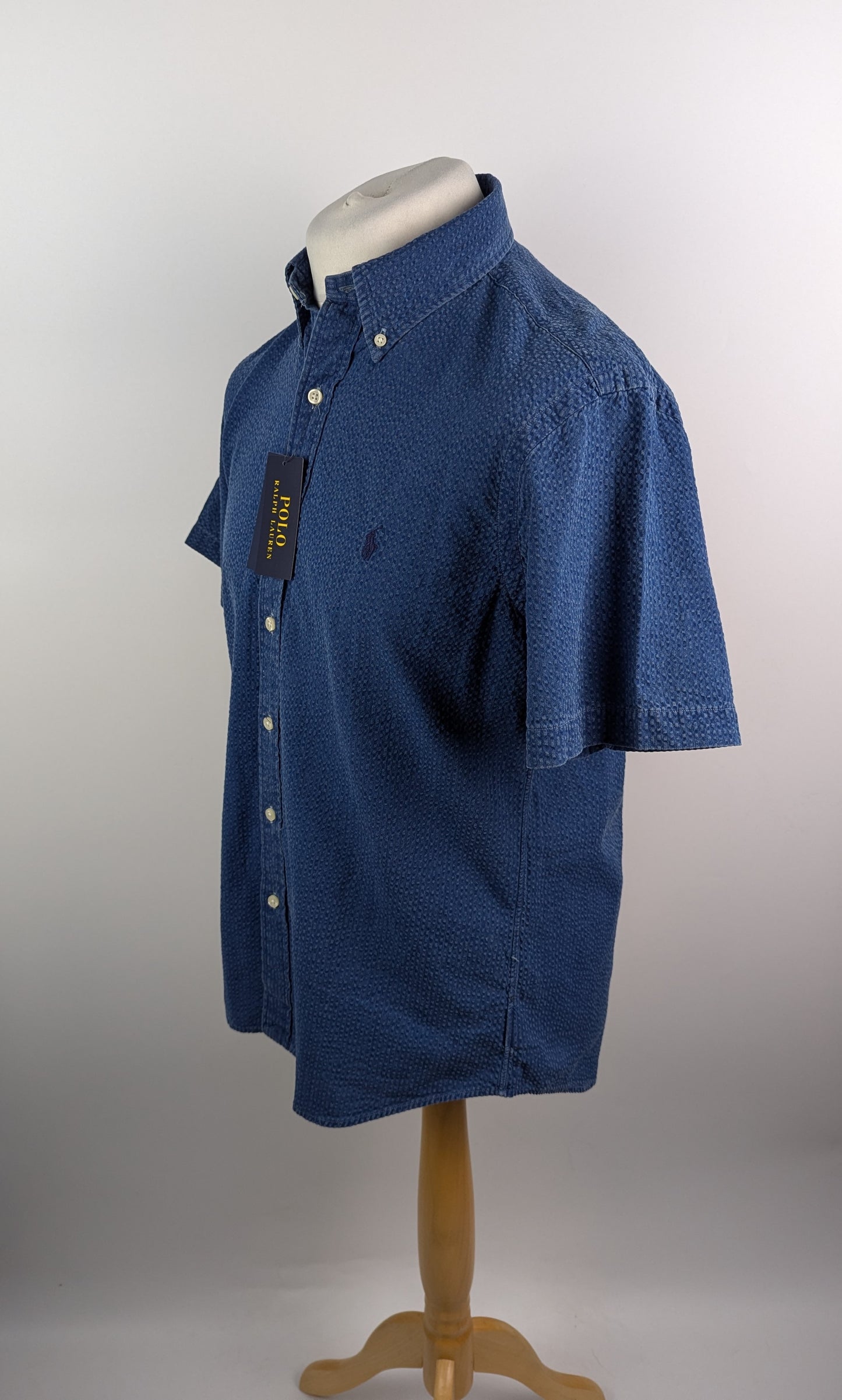 Polo Ralph Lauren Mens Seersucker Shirt - Navy Blue