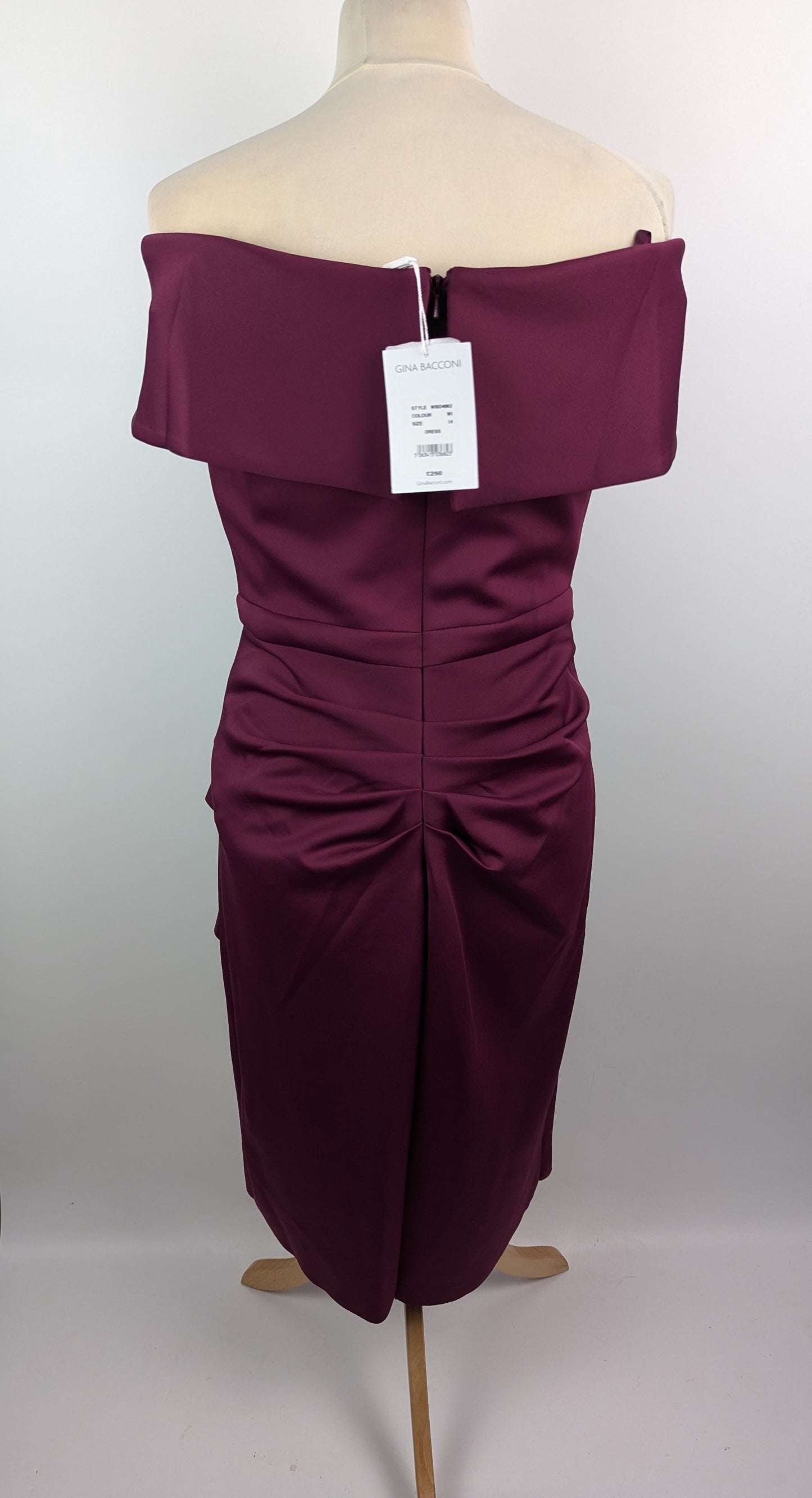 Gina Bacconi Miranda Ruffled Off The Shoulder Dress - Wine Purple