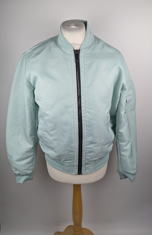 CALVIN KLEIN Mens Sateen Hero Bomber Jacket - Glacier Blue