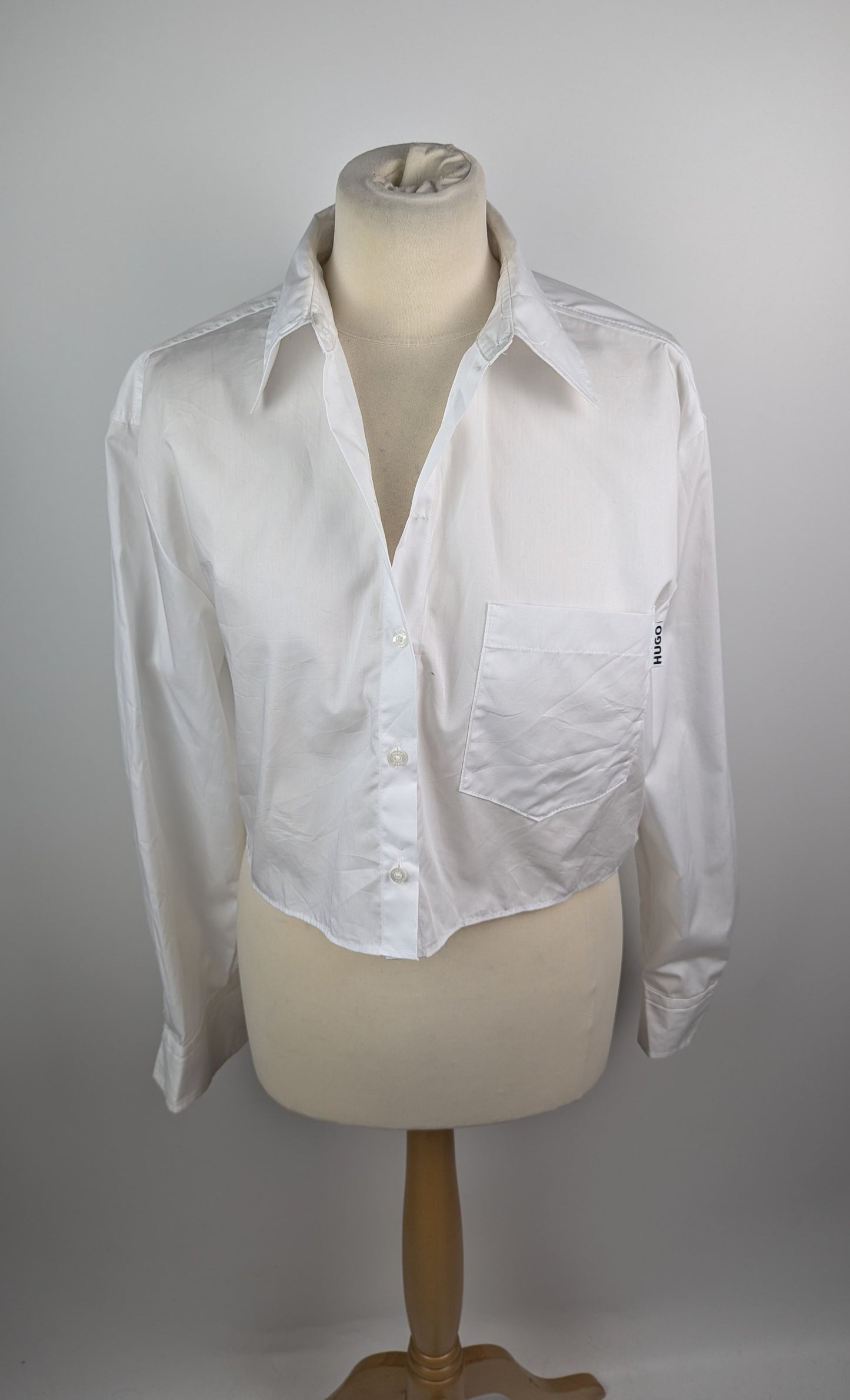 Hugo Ecarla Womens Cropped Shirt - White