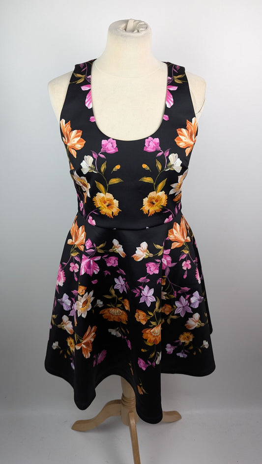 Ted Baker Cut Out Skater Dress - Black / Multi