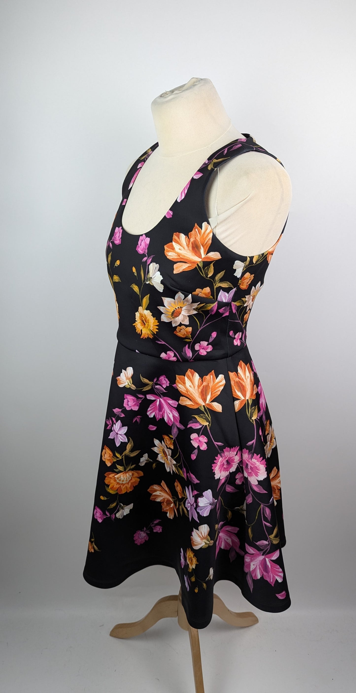 Ted Baker Cut Out Skater Dress - Black / Multi
