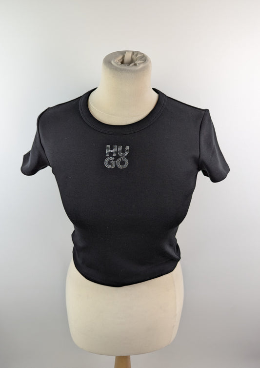 Hugo Delanor Cropped T-Shirt - Black