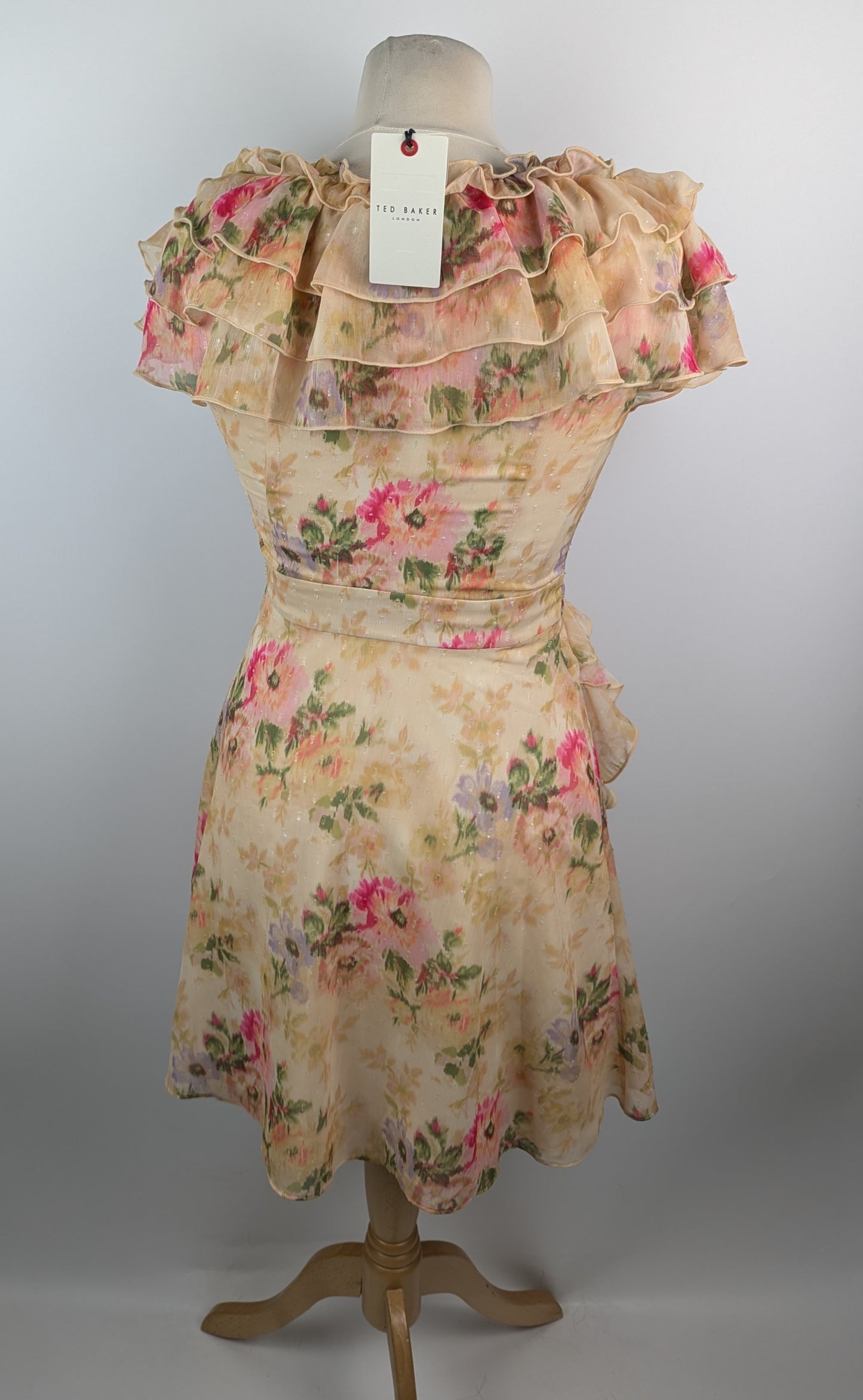 TED BAKER Ammiah Frill Sleeve Floral Mini Dress -Yellow / Multi