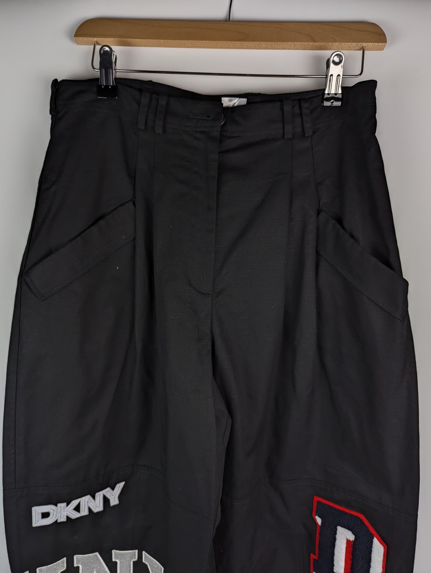 DKNY Womens Patchwork Cargo Trousers - Black