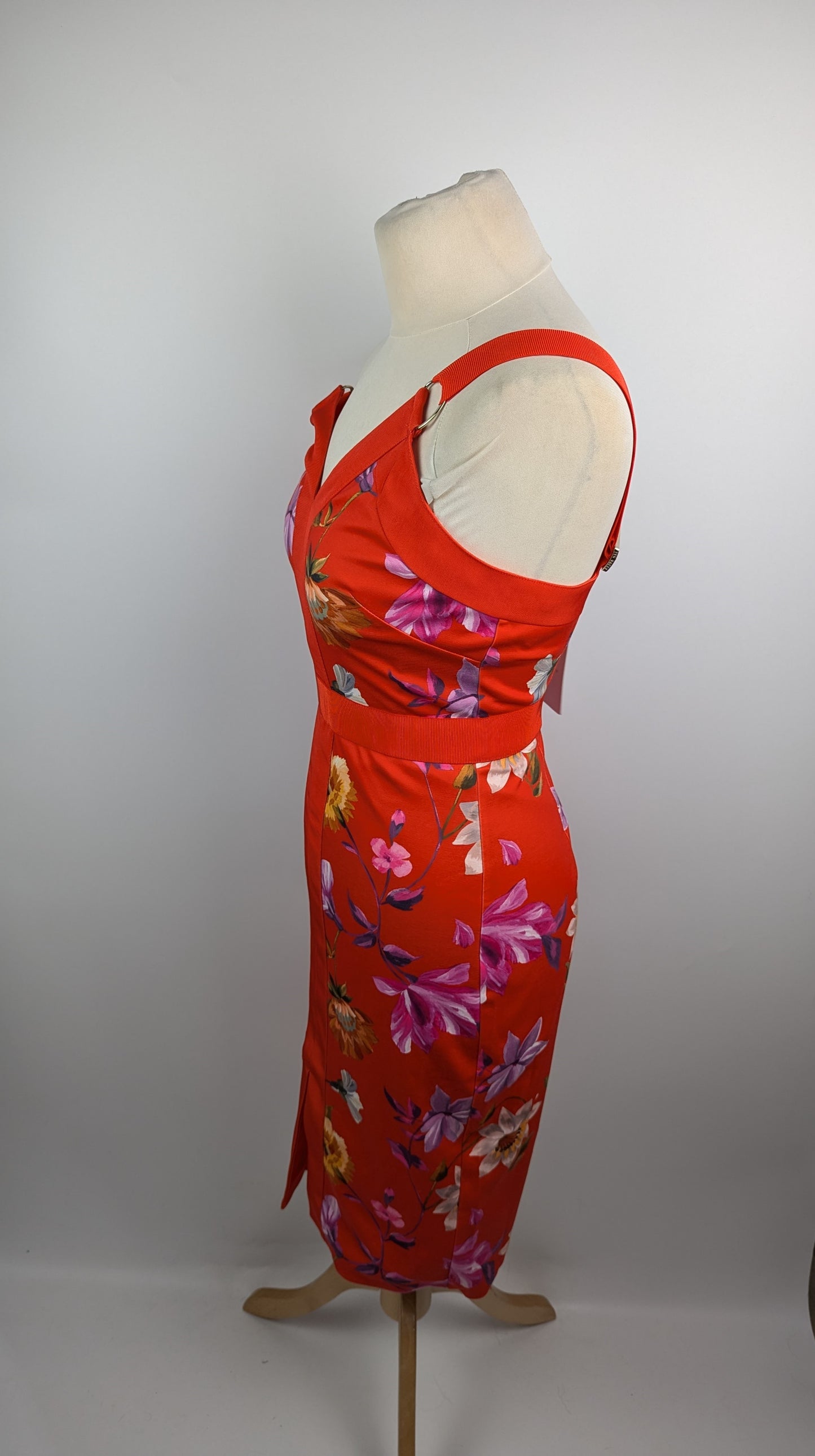 Ted Baker Strap Detail Bodycon Dress - Red / Multi