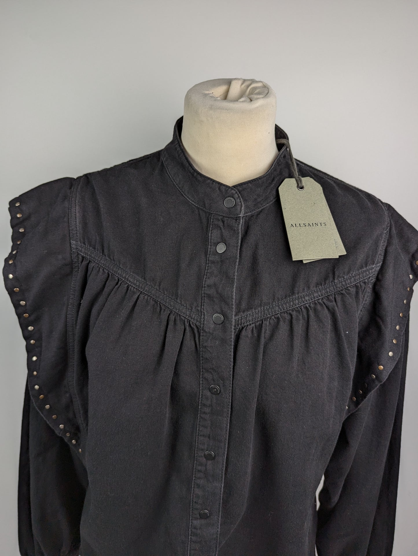 ALLSAINTSWomens  Mava Studded Denim Shirt - Black