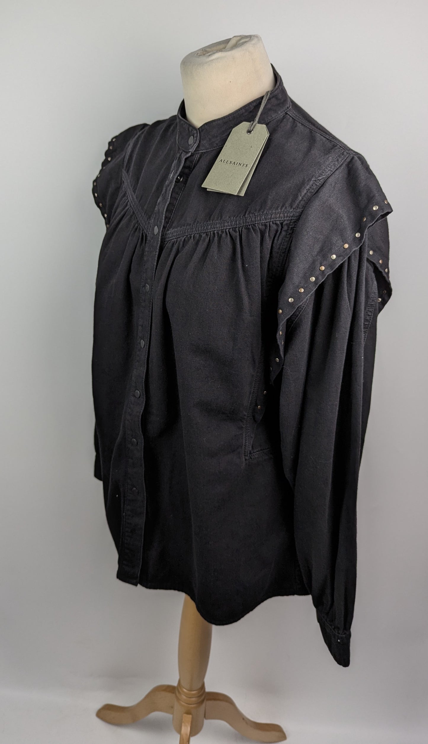 ALLSAINTSWomens  Mava Studded Denim Shirt - Black