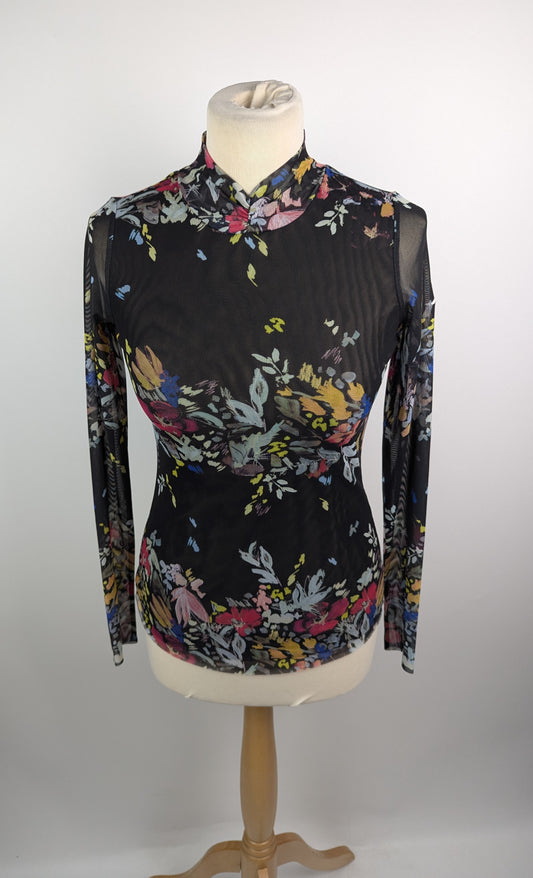 Ted Baker Women's Amandha Printed Mesh Long Sleeve Top - Black / Multi