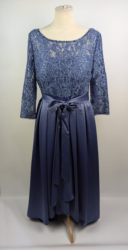 Gina Bacconi Leona Sequin Lace Dress - Wedgewood Blue