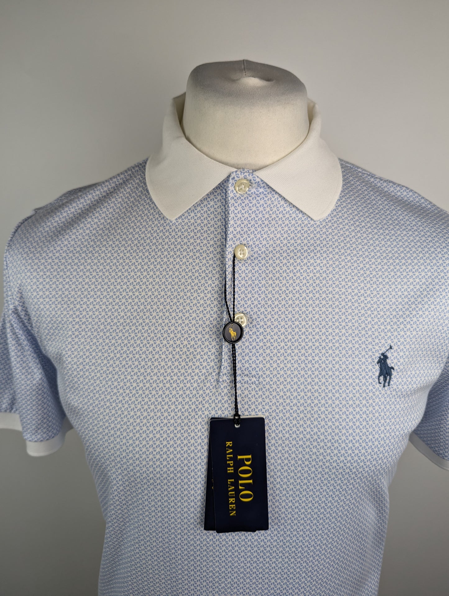 Polo Ralph Lauren Custom Slim Fit Soft Cotton Polo Shirt - Blue / White