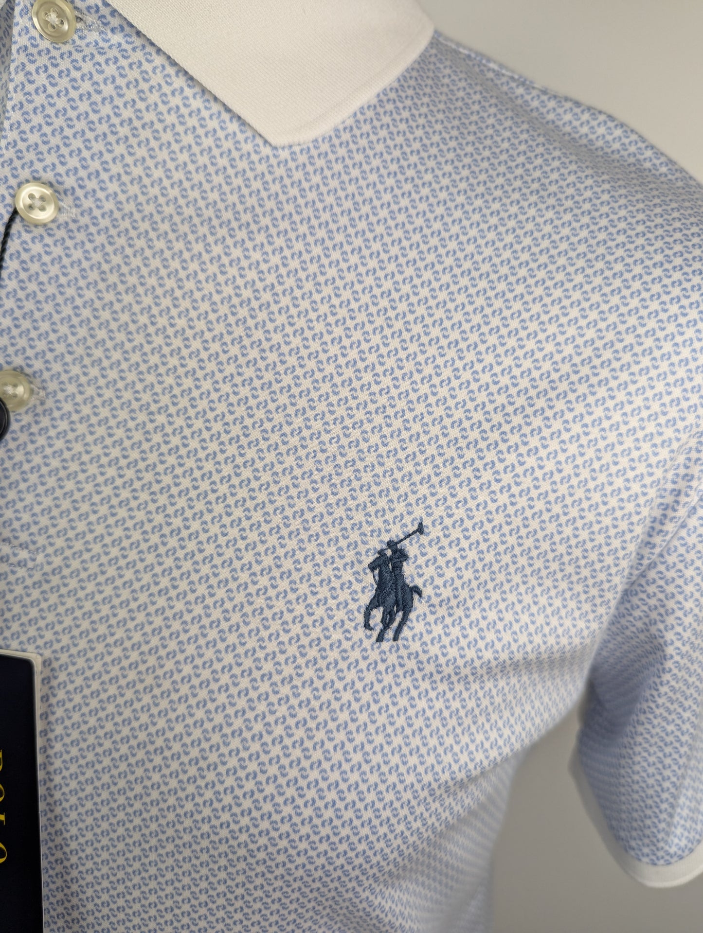 Polo Ralph Lauren Custom Slim Fit Soft Cotton Polo Shirt - Blue / White