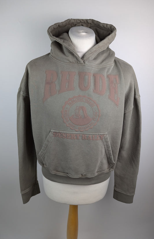 RHUDE Cropped Desert Valley Hoodie Mens - Elephant Green