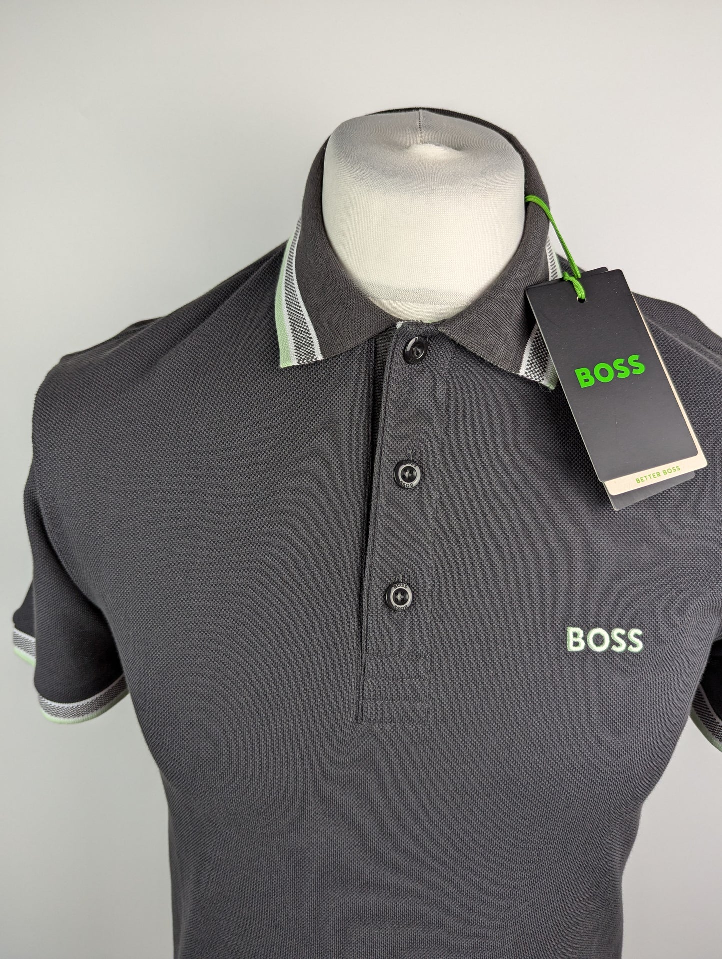 Boss Men's Paddy Polo Shirt - Dark Grey / Green