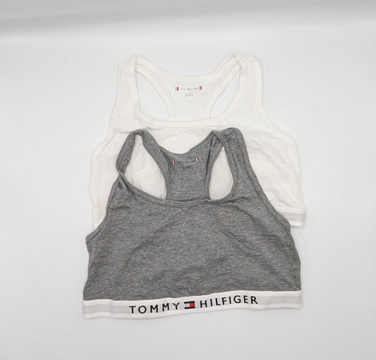 Tommy Hilfiger Girls 2 Pack Logo Bra - Grey / White