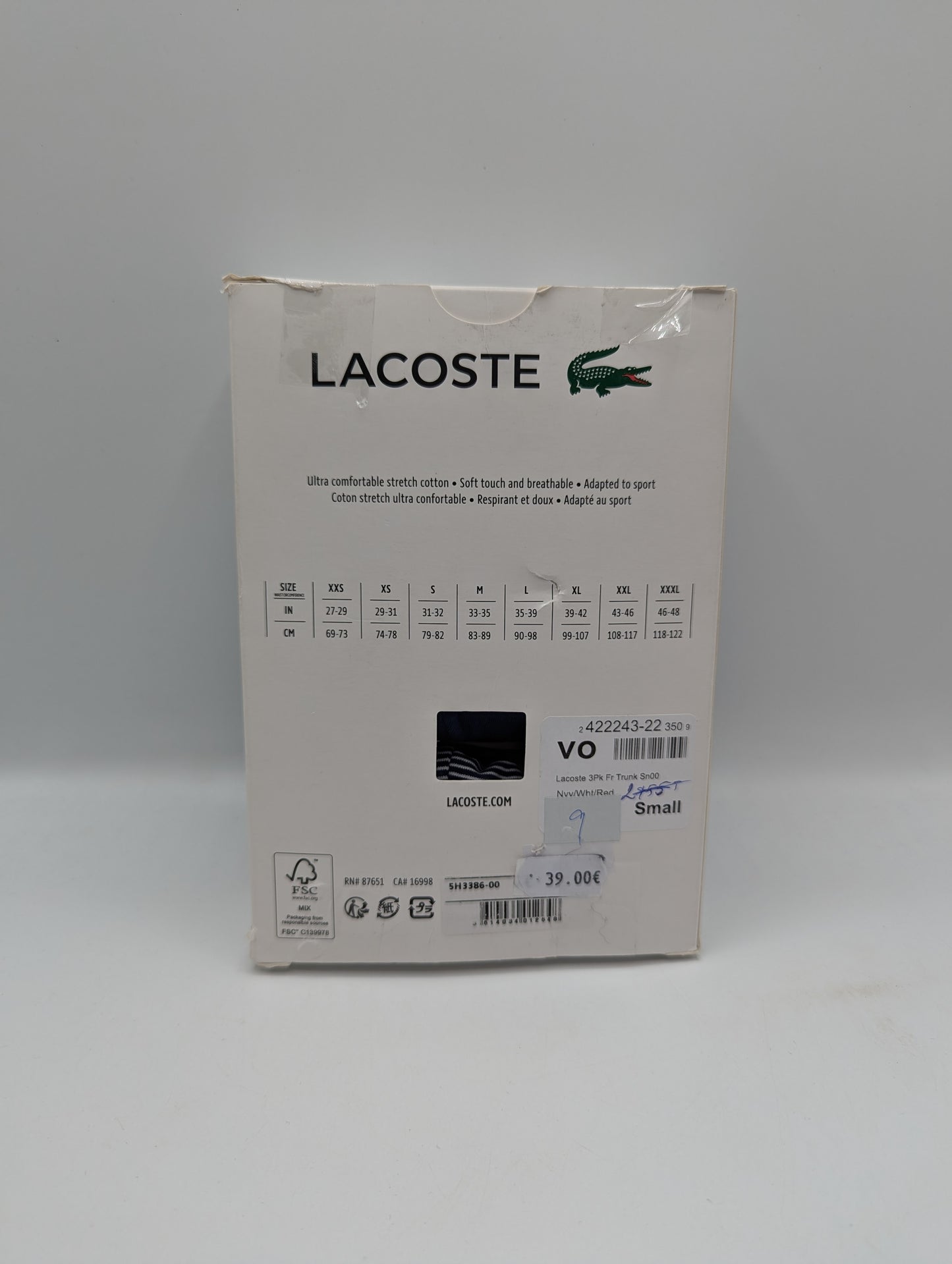 Lacoste 3 Pack of Logo Trunks Mens - Grey / Navy