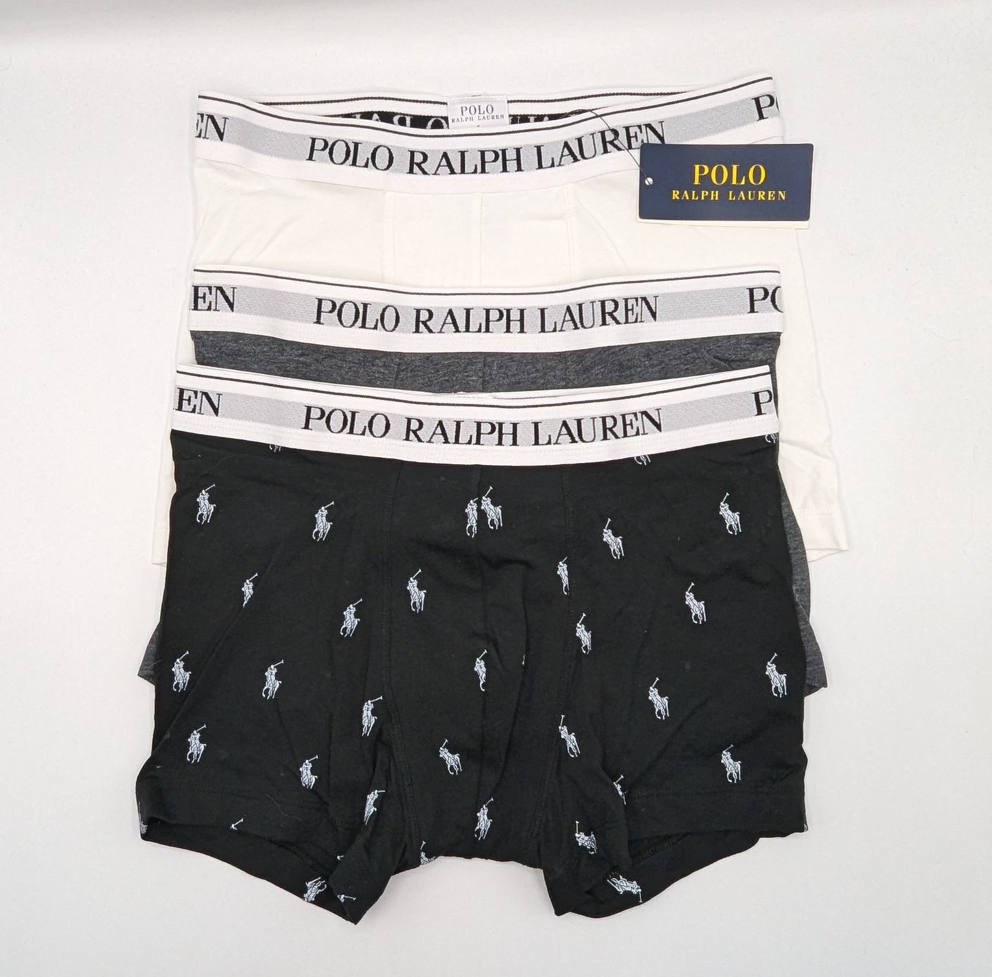 Polo Ralph Lauren Stretch-Cotton Classic Trunks 3 pack - Black/White/Grey
