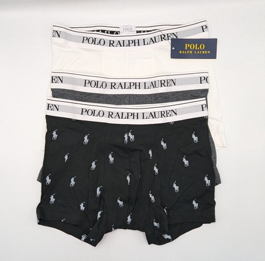 Polo Ralph Lauren Stretch-Cotton Classic Trunks 3 pack - Black/White/Grey