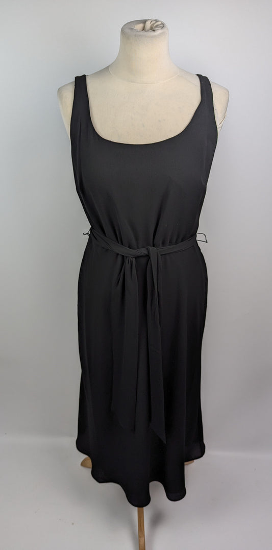 Lauren by Ralph Lauren Belted Crepe Sleeveless Dress - Black