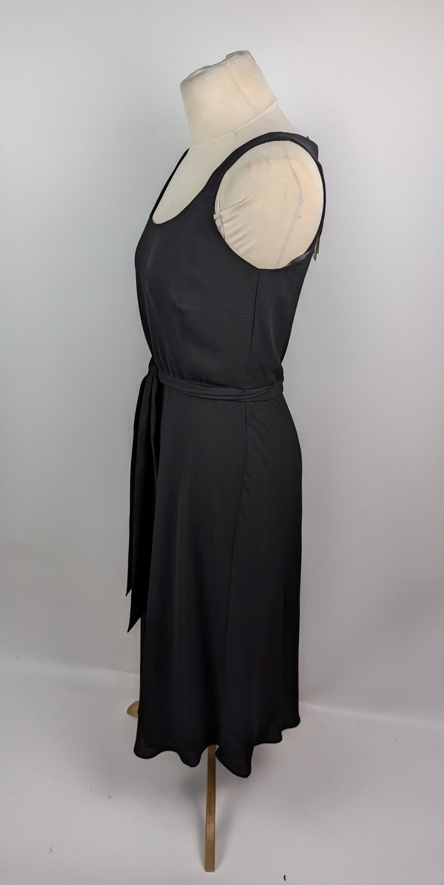 Lauren by Ralph Lauren Belted Crepe Sleeveless Dress - Black