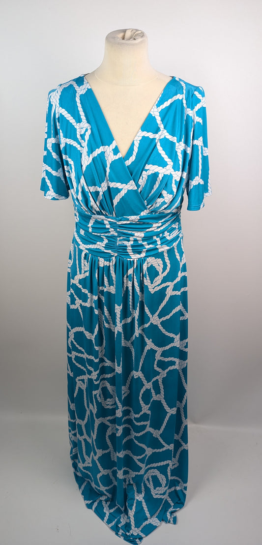 Gina Bacconi Maylin Jersey Dress - Blue / White