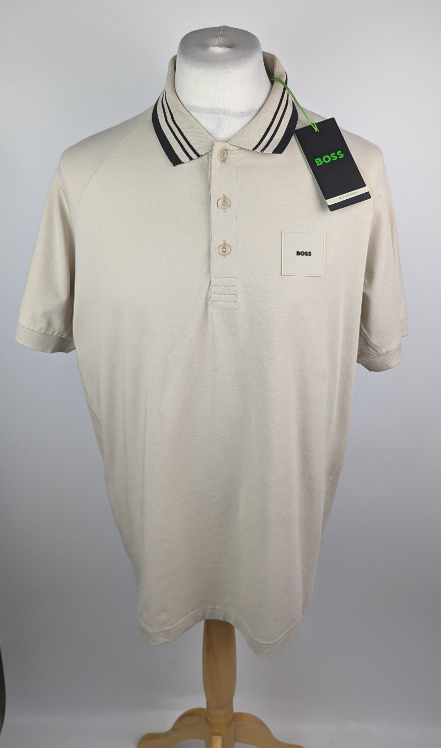 Boss Paddy Rib Mens Polo Shirt - Beige