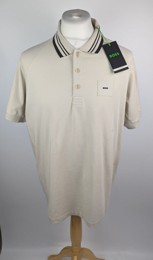 Boss Paddy Rib Mens Polo Shirt - Beige