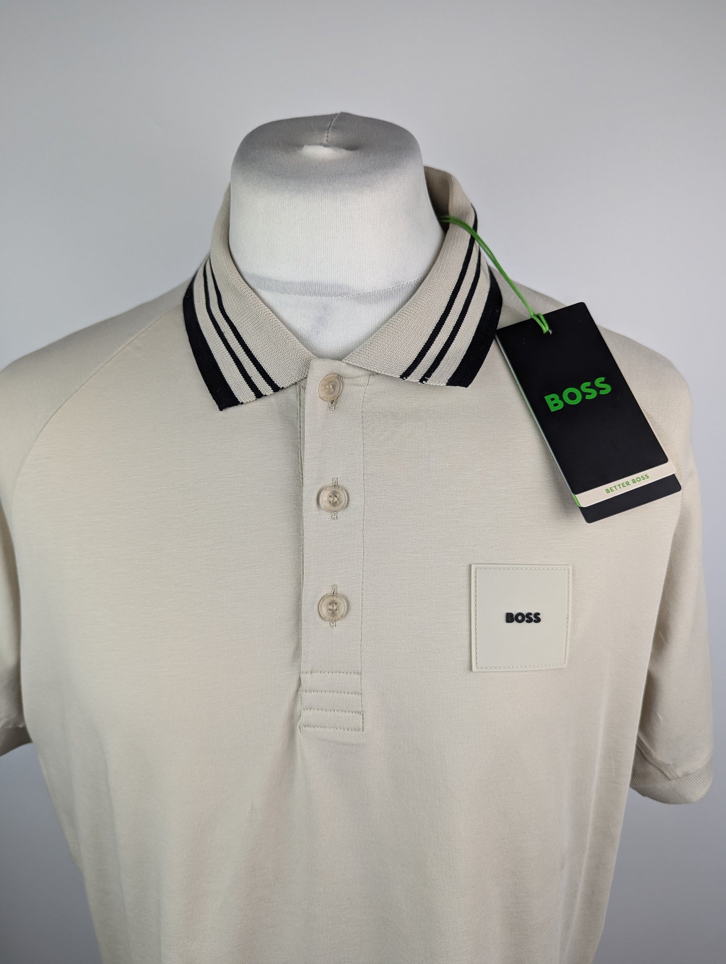 Boss Paddy Rib Mens Polo Shirt - Beige