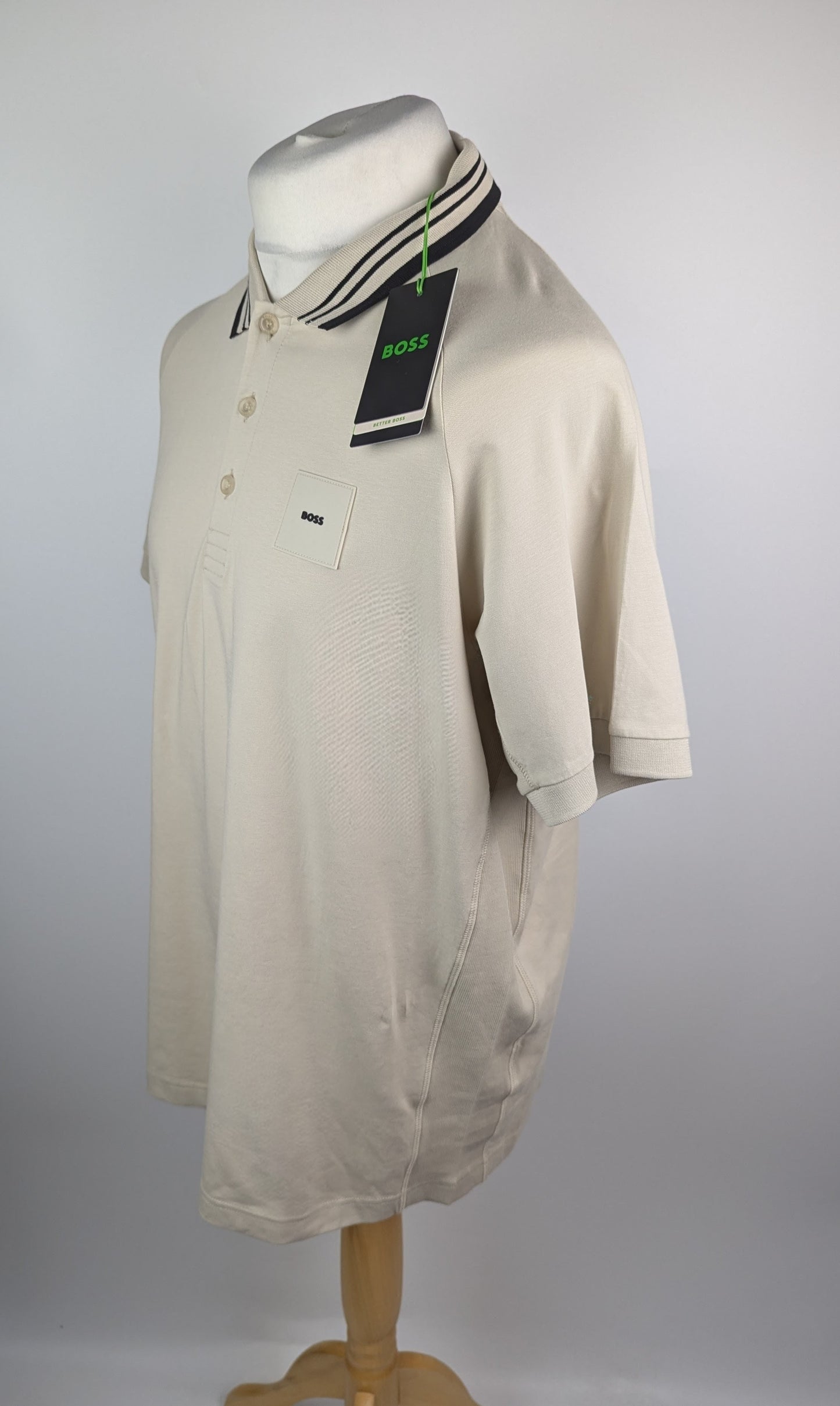 Boss Paddy Rib Mens Polo Shirt - Beige