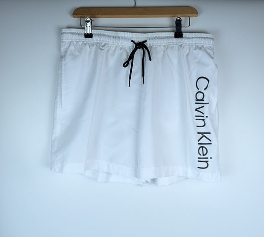 CALVIN KLEIN Large Logo Swim Shorts - White