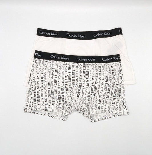 Calvin Klein 2 Pack AOP Boxer Shorts Boys Junior - Black / White
