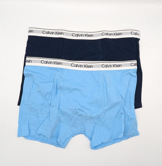 Calvin Klein 2 Pack Boxer Shorts Junior Boys - Light Blue / Navy