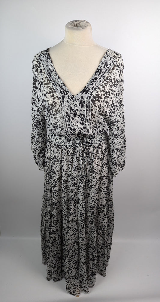 Boss Dellima Womens Maxi 3/4 Sleeve Dress - Black / White