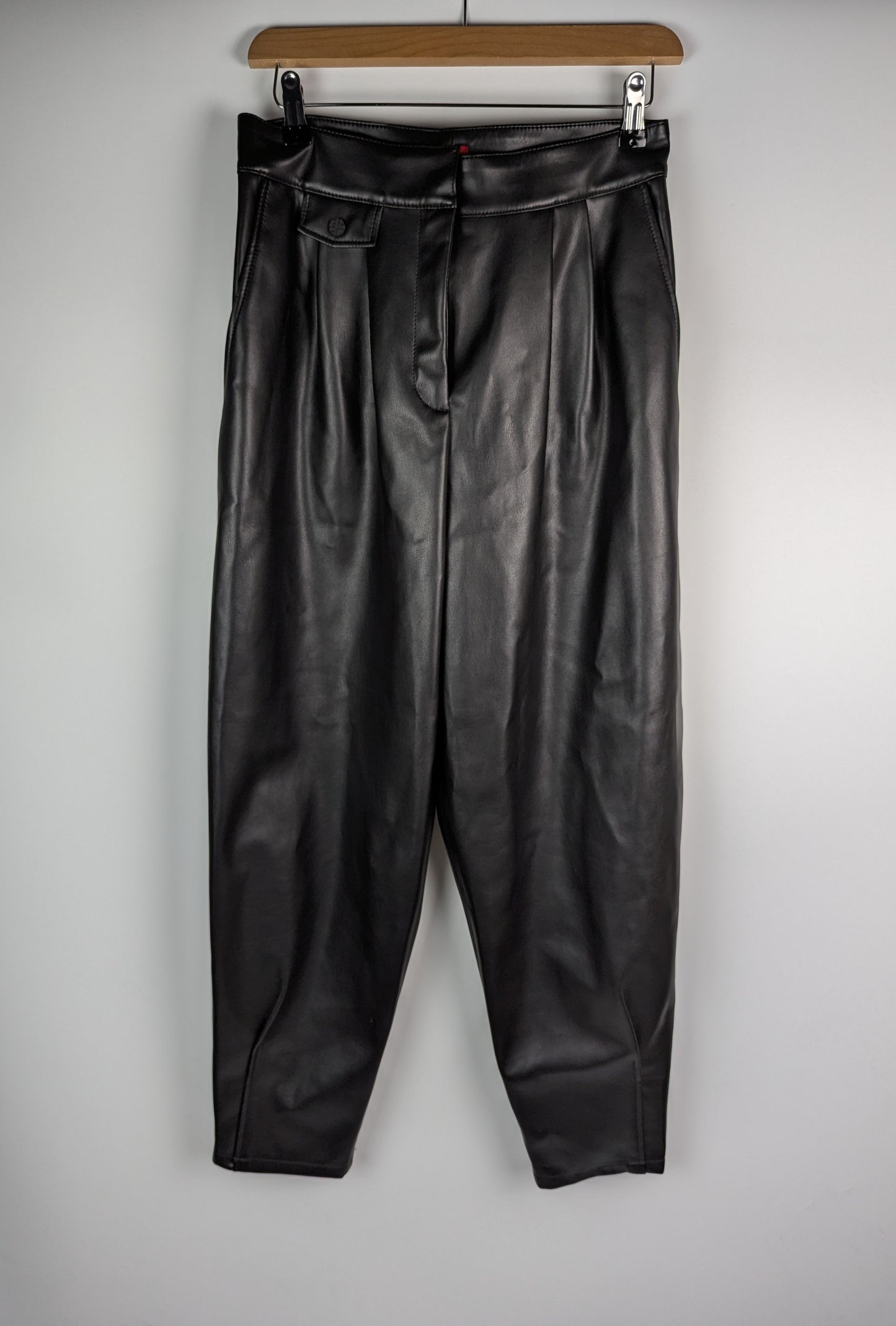 Hugo Hesizila-1 Womens Faux Leather Trousers - Black