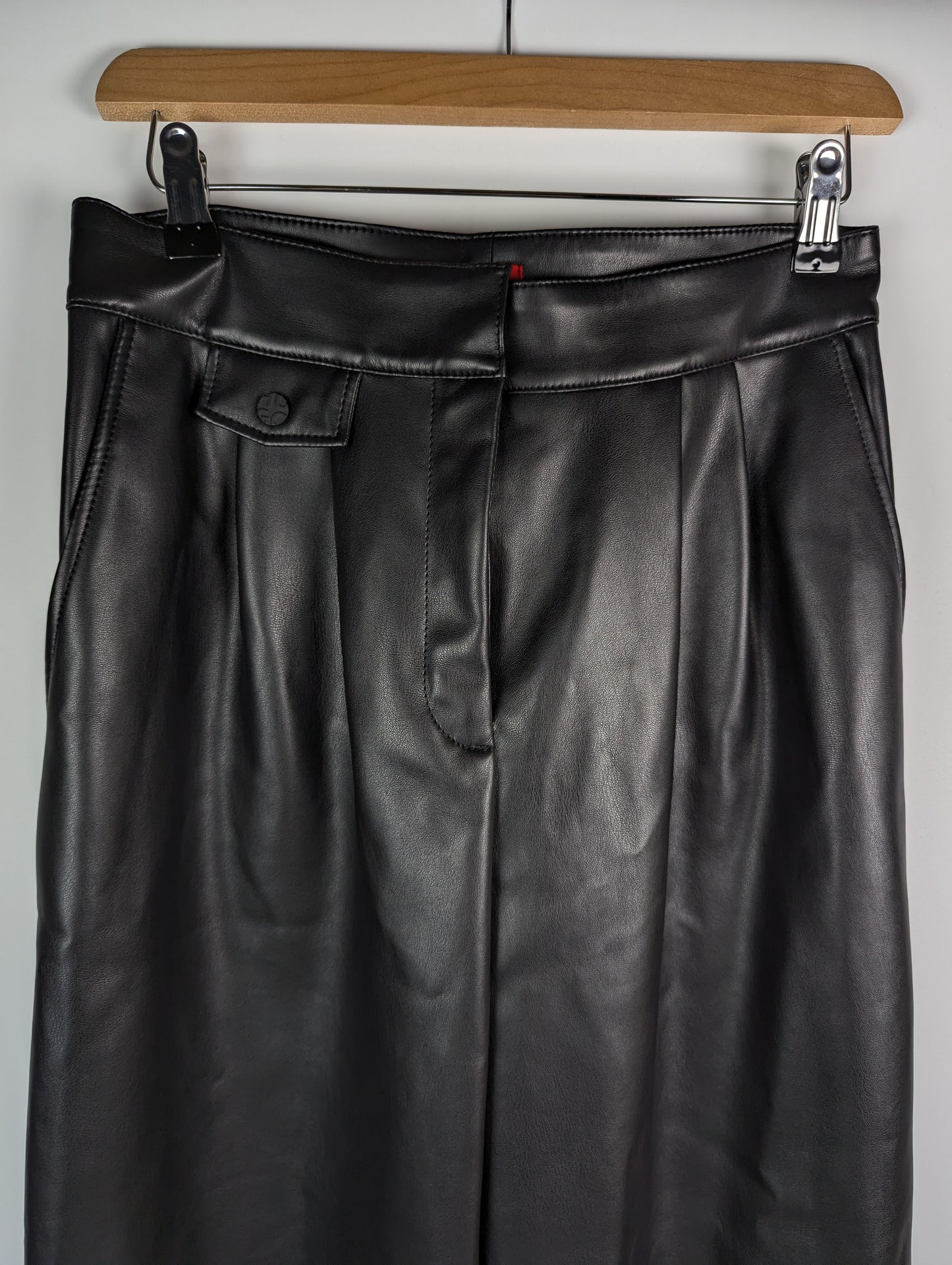 Hugo Hesizila-1 Womens Faux Leather Trousers - Black