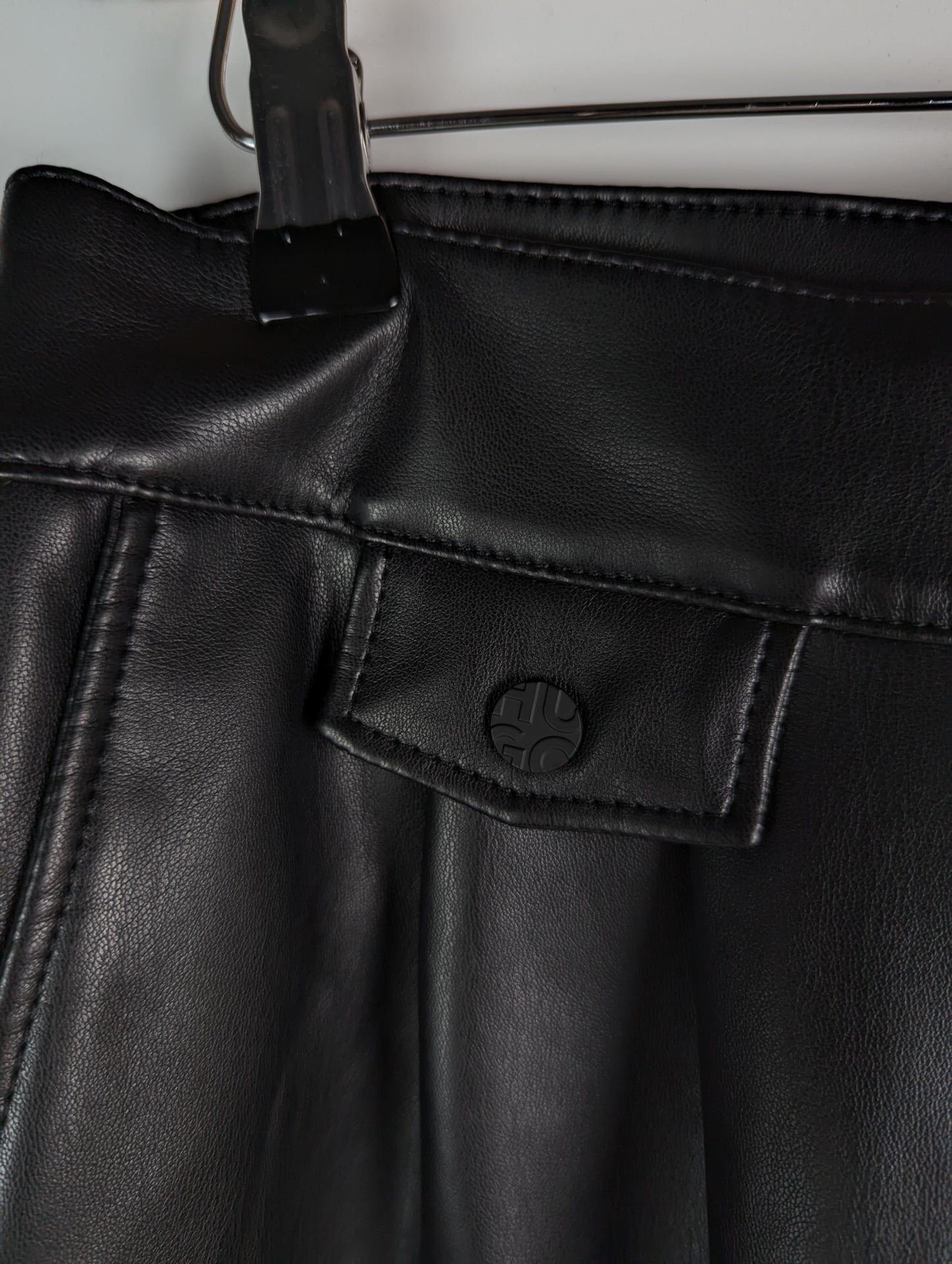 Hugo Hesizila-1 Womens Faux Leather Trousers - Black