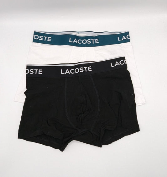 Lacoste 2 Pack Boxer Shorts - White / Black