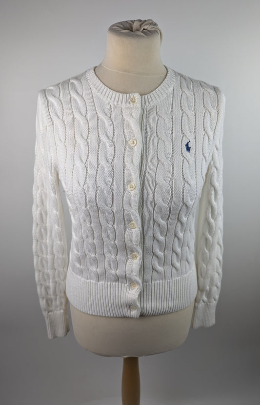 POLO RALPH LAUREN Stretch Cotton Crewneck Cardigan - White