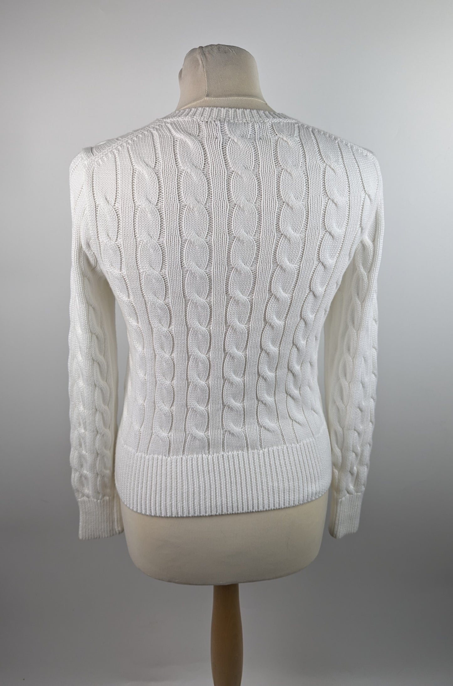 POLO RALPH LAUREN Stretch Cotton Crewneck Cardigan - White