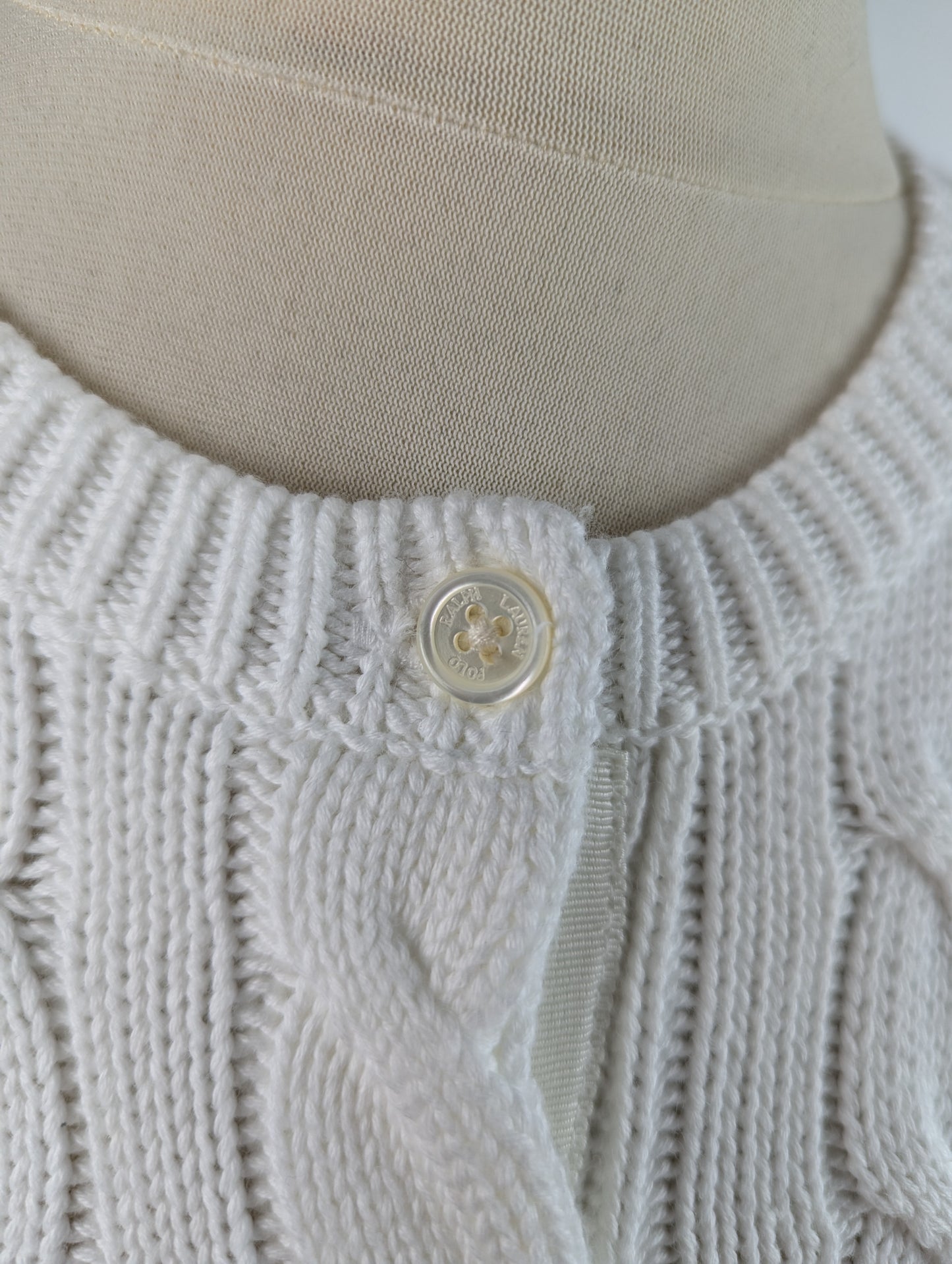 POLO RALPH LAUREN Stretch Cotton Crewneck Cardigan - White