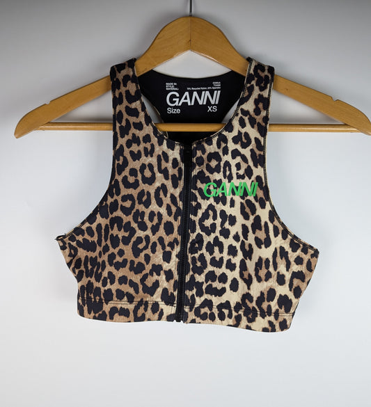 Ganni Active Racerback Zipper Top - Black / Brown
