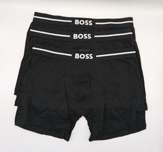 BOSS Mens 3 Pack Bold Organic Cotton Boxer Shorts - Black